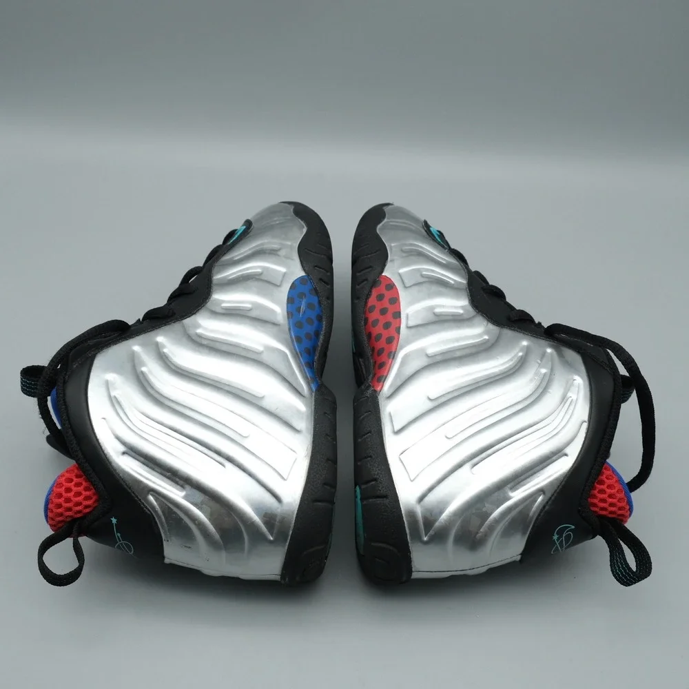 Nike Little Posite One Kids Silver Red Blue Metallic Futuristic 13C FJ3304-001
